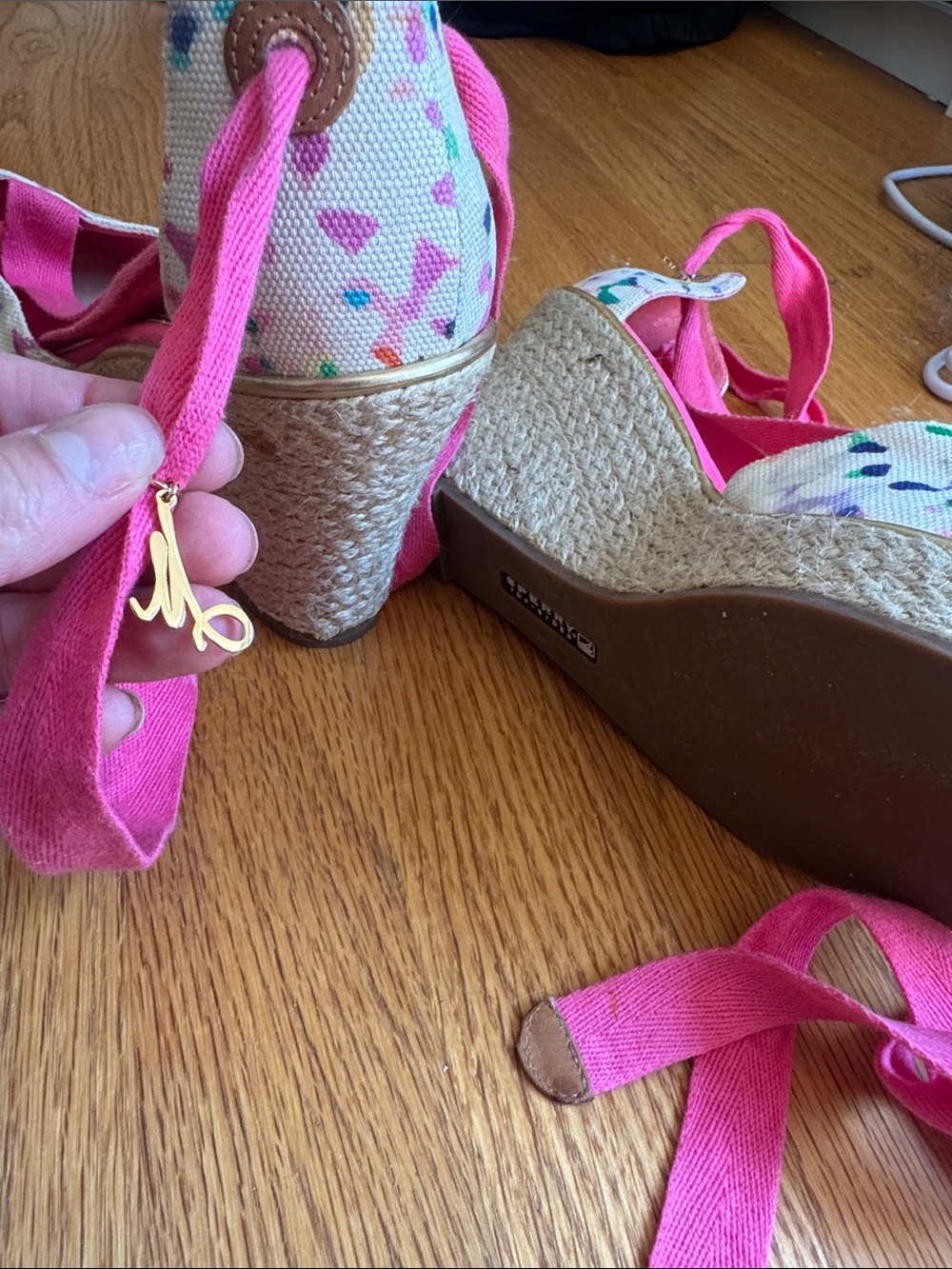 Sperry Pink Multicolor Speckled Lace-Up Espadrille Wedges - Picture 4 of 4
